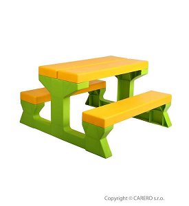 Dětský zahradní nábytek - Stůl a lavičky, Žlutá