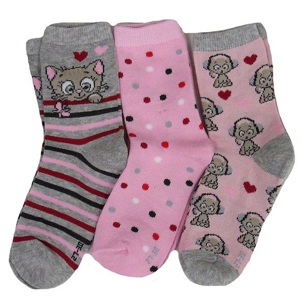 Dětské ponožky Sockswear 3 páry (54294), vel. 35-38, šedo-růžová