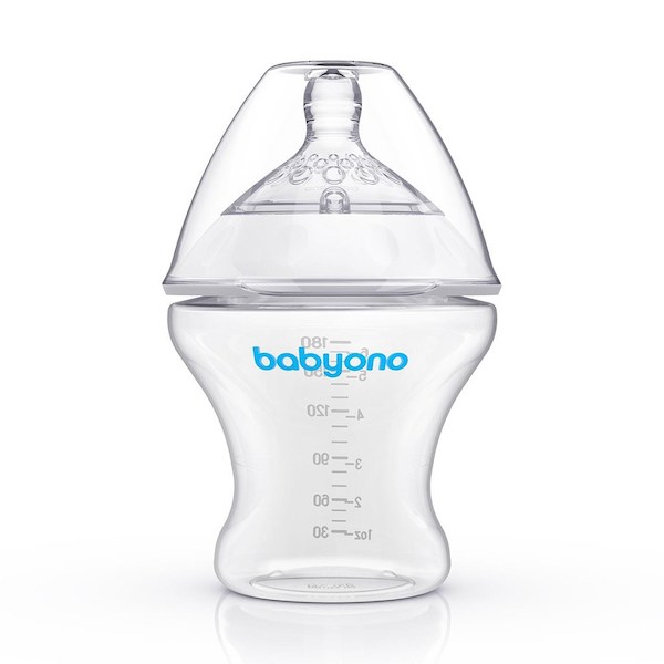 Antikoliková láhev Baby Ono 180 ml, Transparentní