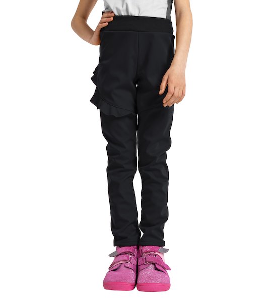 Unuo, Dětské softshellové kalhoty s fleecem pružné Fantasy, Černá Velikost: 98/104, vel. 146/152