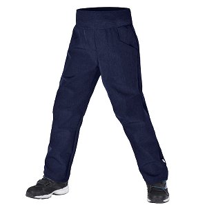 Unuo, Dětské softshellové kalhoty s fleecem Cool, Žíhaná Tm. Modrá Velikost: 98/104, vel. 98/104