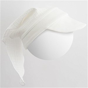 Letní holčičí mušelínový šátek s kšiltem New Baby Elizabeth, vel. 80 (9-12m), Bílá