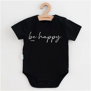 Kojenecké bavlněné body s krátkým rukávem New Baby Be Happy, vel. 86 (12-18m), černá