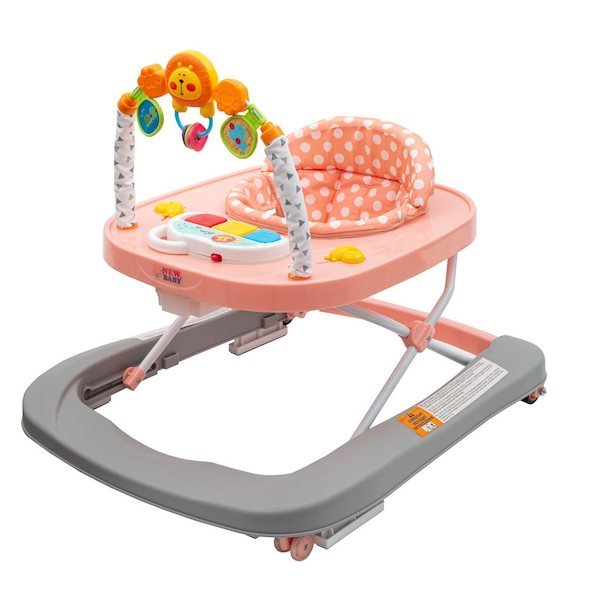 Dětské chodítko se silikonovými kolečky New Baby Forest Kingdom Pink, Růžová
