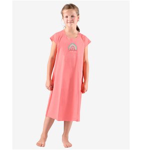 GINA dětské Košilka noční dívčí krátký rukáv, šité, s potiskem Pyžama 2022 29012P  - sacharóza cola 140/146, vel. 140/146, tomato šalvěj