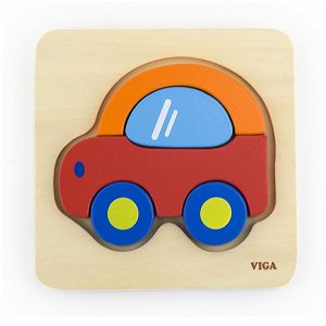 Dřevěné puzzle s úchyty pro nejmenší Viga Dino, Multicolor