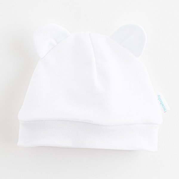 Kojenecká bavlněná čepička New Baby Kids krémová, vel. 56 (0-3m), Bílá