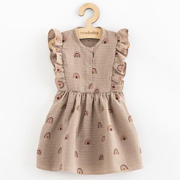 Letní kojenecké mušelínové šaty New Baby Rainbow, vel. 80 (9-12m), Hnědá
