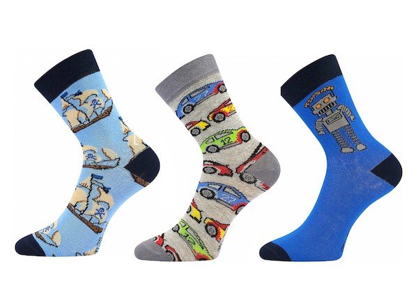 Ponožky Boma, 3 páry (Zoo5445), vel. 20-24, modro-šedá