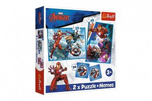Trefl Puzzle 2v1 + pexeso Hrdinové v akci/The Avengers 27,5x20,5cm v krabici 28x28x6cm
