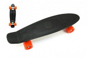 Teddies Skateboard 60cm nosnost 90kg, kovové osy, černá barva, oranžová kola