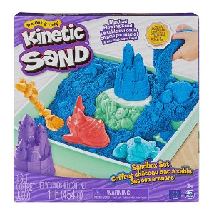 Spin Master Kinetic sand krabice tekutého písku s podložkou modrá