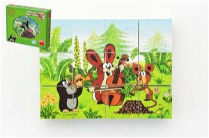 Dino Kostky kubus Krtek a přátelé dřevo 12ks v krabičce 22x17x4cm