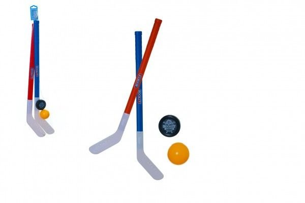 Teddies Hokejka pozemní 2ks plast 72cm + florbalový míček + puk v síťce
