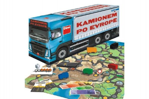 Dino Kamionem po Evropě společenská hra v krabici 36x16x10cm