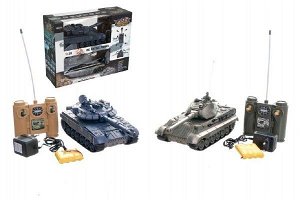 Teddies Tank RC 2ks 36cm+dobíjecí pack tanková bitva se zvukem se světlem v krabici
