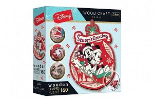 Trefl Dřevěné puzzle Vánoční dobrodružství Mickeyho a Minnie 160 dílků 18,2x24,2cm v krabici 20x20x6cm