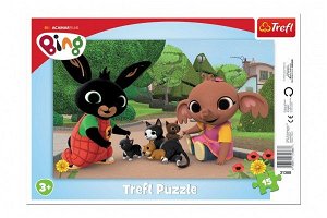 Trefl Puzzle deskové Hra s koťaty/Bing Bunny 33x23cm 15 dílků ve fólii