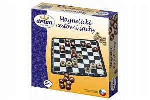 Detoa Magnetické cestovní šachy dřevo společenská hra v krabici 20x20x4cm