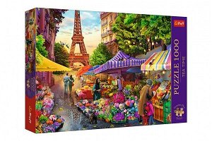 Trefl Puzzle Premium Plus - Čajový čas: Květinový trh, Paříž 1000 dílků 68,3x48cm v krabici 40x27x6cm