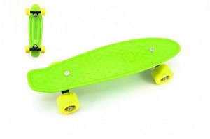 Teddies Skateboard 43cm, nosnost 60kg plastové osy, zelená, žlutá kola