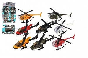 Teddies Vrtulník/Helikoptéra kov/plast 10cm mix barev 12x9x5cm v krabičce 24ks v boxu