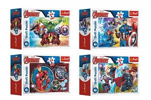 Trefl Minipuzzle 54 dílků Avengers/Hrdinové 4 druhy v krabičce 9x6,5x4cm 40ks v boxu
