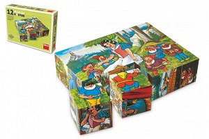 TOPA Kostky kubus Sněhurka dřevo 12ks v krabičce 16x12x4cm