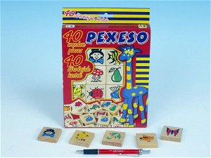 Detoa Pexeso dřevo společenská hra 40ks v krabici 17x25x2cm
