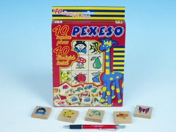 Detoa Pexeso dřevo společenská hra 40ks v krabici 17x25x2cm