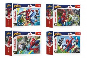 Trefl Minipuzzle 54 dílků Spidermanův čas 4 druhy v krabičce 9x6,5x4cm 40ks v boxu
