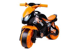 Teddies Odrážedlo motorka oranžovo-černá plast v sáčku 35x53x74cm 24m+