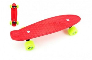 Teddies Skateboard 43cm, nosnost 60kg plastové osy, červený, zelená kola