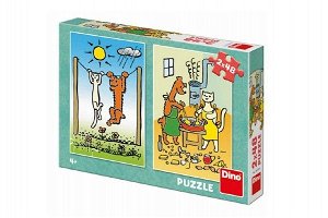 Dino Puzzle Pejsek a Kočička 2x48 dílků 18x26cm v krabici 27x19x4cm