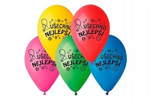 Smart Balloons Balonek nafukovací 10'' průměr 26cm Všechno nejlepší 10ks v sáčku