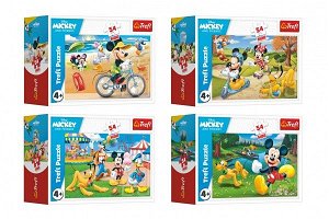 Trefl Minipuzzle 54 dílků Mickey Mouse Disney/ Den s přáteli 4 druhy v krabičce 9x6,5x4cm 40ks v boxu