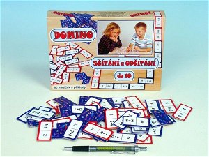 Voltik toys Domino sčítání a odčítání do 10 společenská hra 60ks v krabici 22x16x3cm