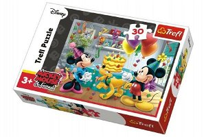 Trefl Puzzle Mickey a Minnie slaví narozeniny Disney 27x20cm 30 dílků v krabičce 21x14x4cm
