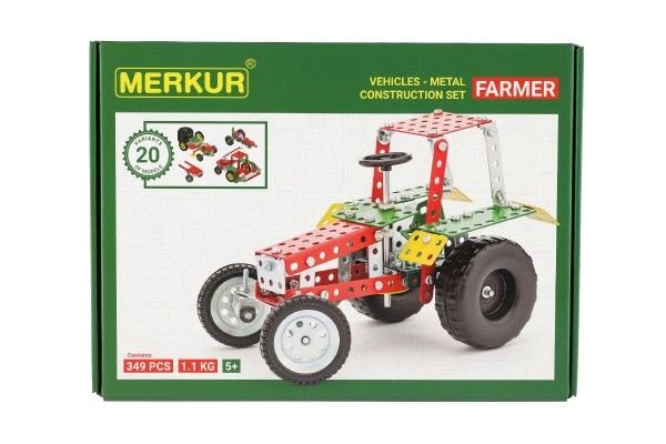 Merkur Toys Stavebnice MERKUR Farmer Set 20 modelů 341ks v krabici 36x27x5,5cm