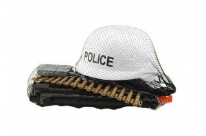 Teddies Sada policie helma+samopal na setrvačník s doplňky plast v síťce