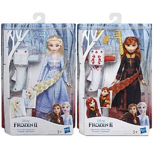 Hasbro Frozen 2 Panenka Elsa/Anna se zaplétačem vlasů