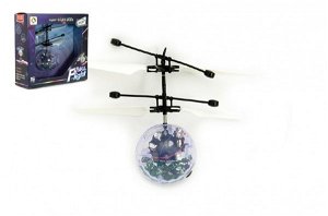 Teddies Vrtulníková koule létající plast 13x11cm reagující na pohyb ruky s USB kabelem v krabičce