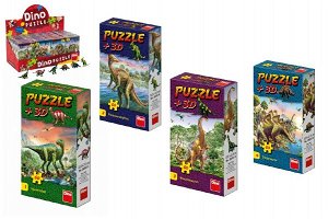 Dino Puzzle Dinosauři 23,5x21,5cm 60 dílků + figurka 6 druhů v krabičce (1 ks)