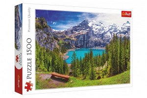 Trefl Puzzle Jezero Oeschinen Alpy, Švýcarsko 1500 dílků 85x58cm v krabici 40x26x6cm