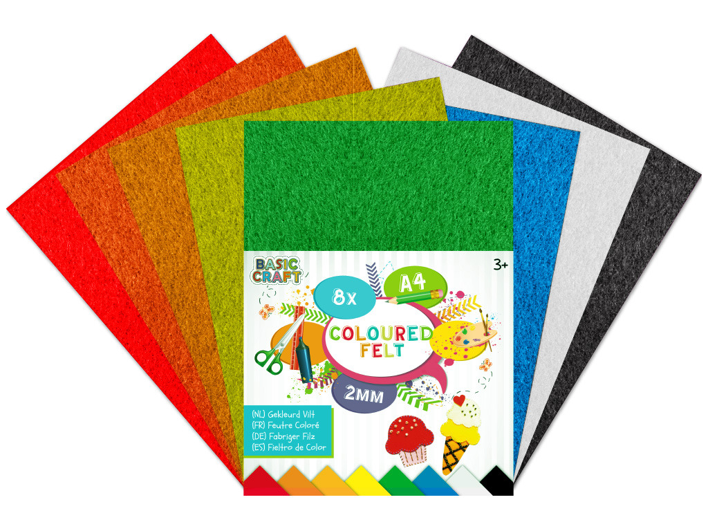 Craft Creative Sada barevných papírů plstěné A4