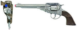 Alltoys Gonher Revolver kovbojský stříbrný, kovový - 8 ran