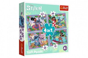 Trefl Puzzle 4v1 Bláznivý den Lilo&Stitch v krabici 28x28x6cm