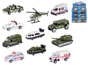 Mikro Trading Vozidla vojenská/ambulance 7-8cm kov 1:64 volný chod