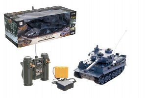 Teddies Tank RC plast 33cm TIGER I na baterie+dobíjecí pack 40MHz se zvukem a světlem v krabici 40x15x19cm