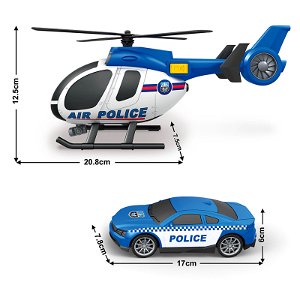 Sparkys City Service Car - 1:14 Policie Set Vrtulník + Auto